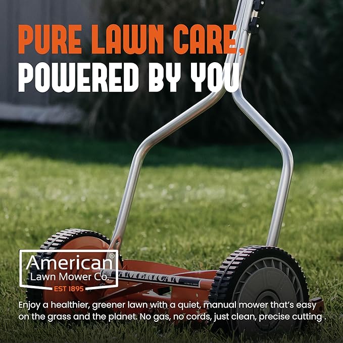 American Lawn Mower Company 1204-14 14-Inch 4-Blade Push Reel Lawn Mower, Red
