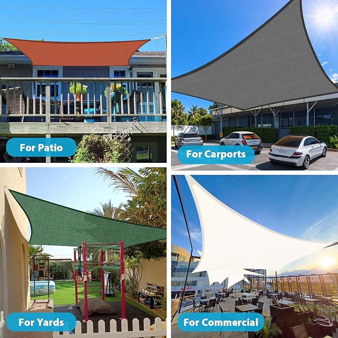 Amagenix Sun Shade Sail 14'X20' Curved Edge Outdoor Shade Canopy Dark Grey Breathable 95% UV Block Shade Cloth for Patio Garden Backyard (We Make Custom Size)