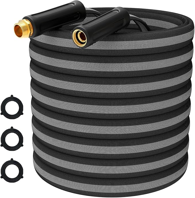 100FT Garden Hose, 2026 New Upgraded Fabric Thickened Non-Expanding Water Hose, Ultra Lightweight & Flexible, Burst-Resistant, Kink-Free Hose 700 PSI for Outside, RV, Yard, 3/4GHT, Black-Gray