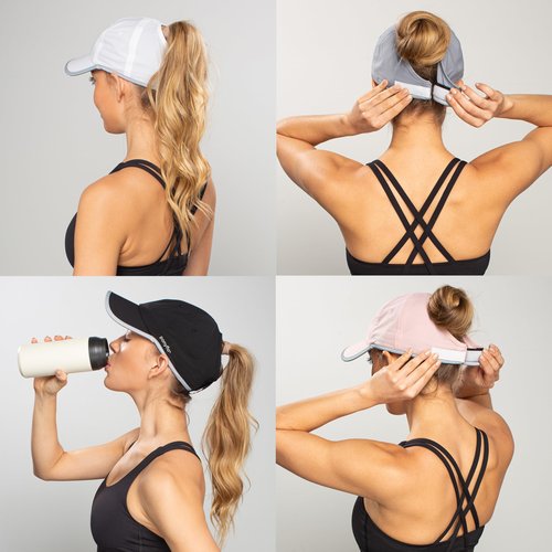 Ponyflo Performance Ponytail Running Hat for Women - High Ponytail Baseball Cap Navy