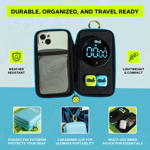 Dink'r Pickleball Timer for Games, Drills & Tournaments | Magnetic Court Timer + Free Drill Dice & Case