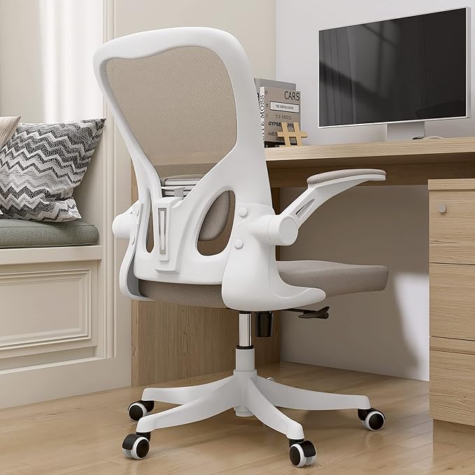 Monhey Ergonomic Office Chair, 90°-125° Tilt Back Home Desk Chair with 360° Swivel & Mute Wheels, High Back Mesh Computer Chair for Adults with Lumbar Support, 330 LBS Capacity(01Khaki)