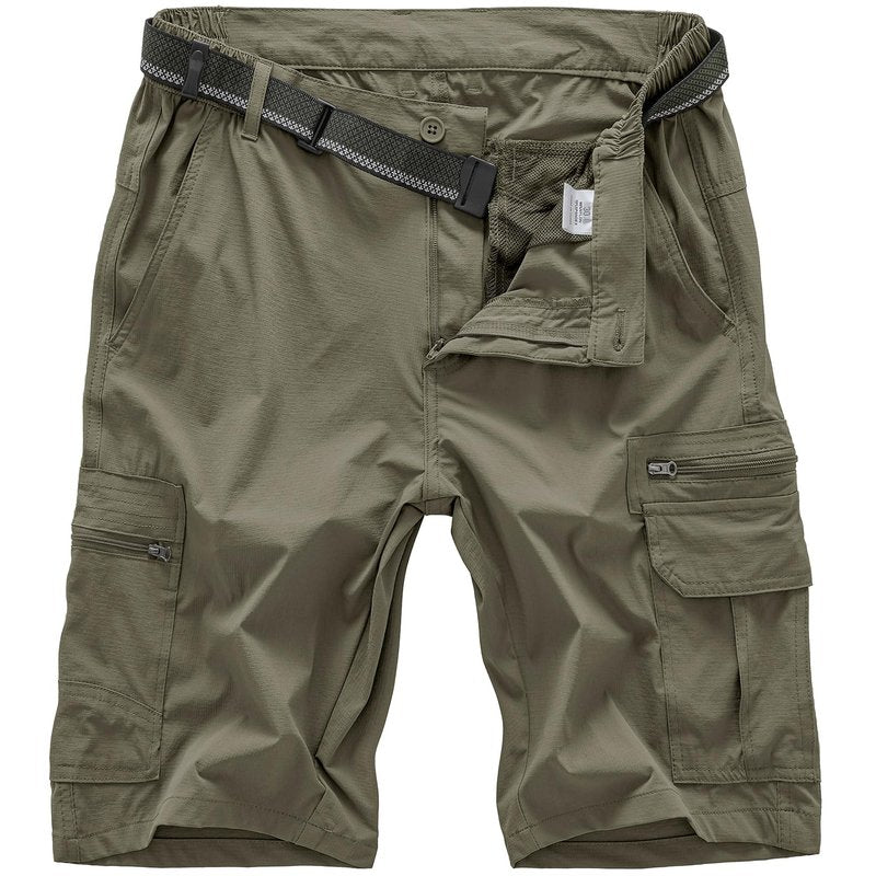 Jessie Kidden Mens Outdoor Casual Expandable Waist Lightweight Water Resistant Quick Dry Fishing Hiking Shorts (Light Green, 42)
