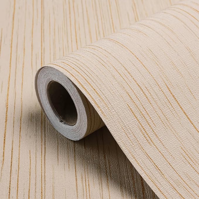 Beige Grasscloth Peel and Stick Wallpaper Texture Contact Paper A Set of 15.7"