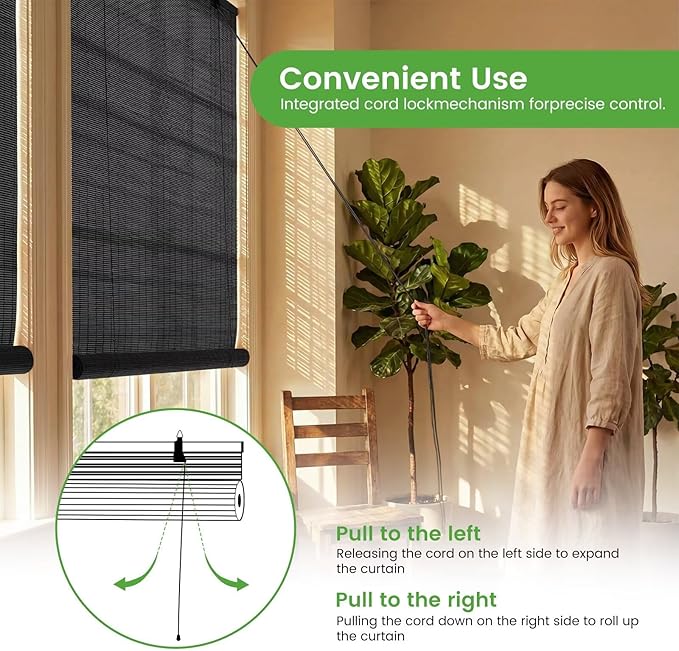 Bamboo Blinds, Custom Sizes Roller Shades
