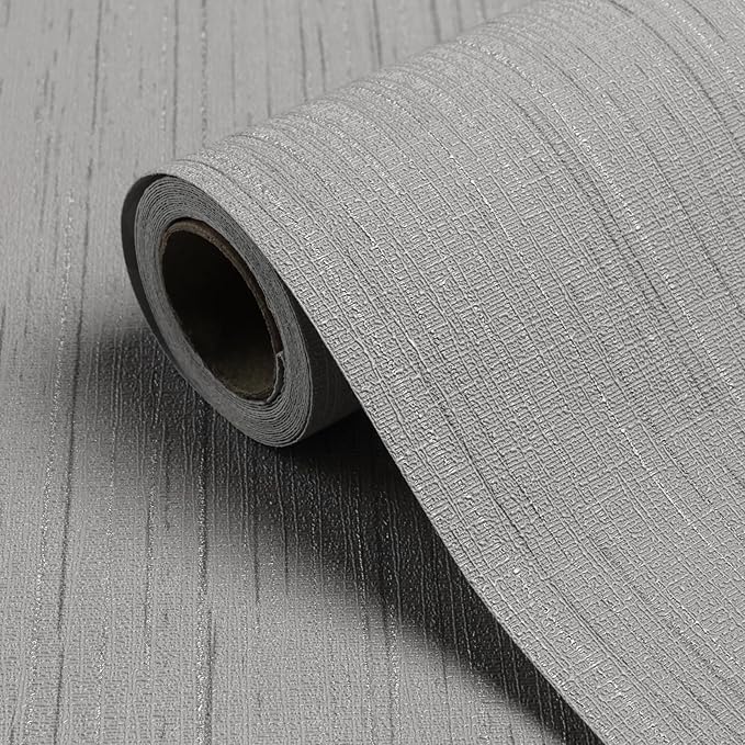 Grey Grasscloth Peel and Stick Wallpaper A Set of 23.6" X 480" Self-Adhesive