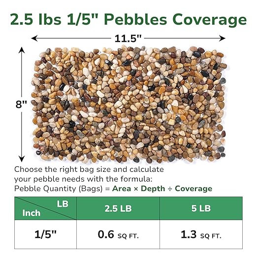 GreatBuddy 2.5-lb Decorative Rocks for Plants, 1/5" Pea Gravel for Fish Tanks, Aquariums, Terrarium, Drainage Pebbles for Potted Plants, Succulents, Garden Landscaping, Crafts, Indoor&Outdoor