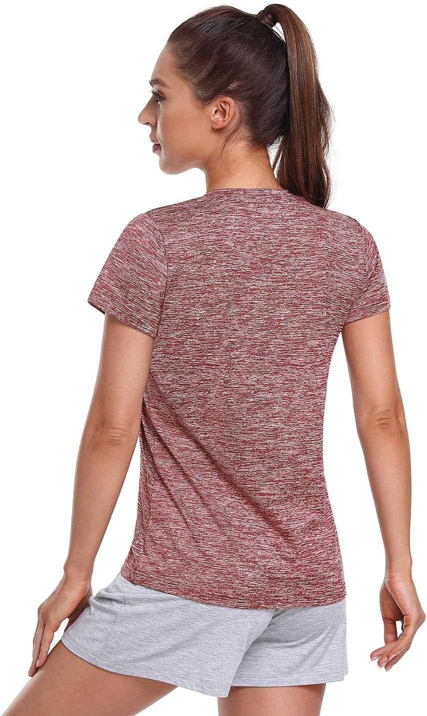 Skiennix Women's Moisture-Wicking Athletic V-Neck T-Shirts - 5-Pack, Short Sleeve, Comfortable Fit