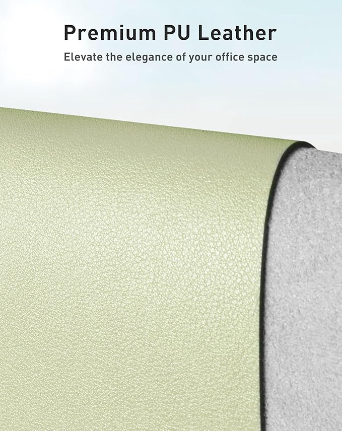 Aothia Faux Leather Desk Mat - Large Mouse Pad, Non-Slip PU Leather Blotter, Waterproof Writing Surface for Office and Home (Grass Green, 40" x 24")