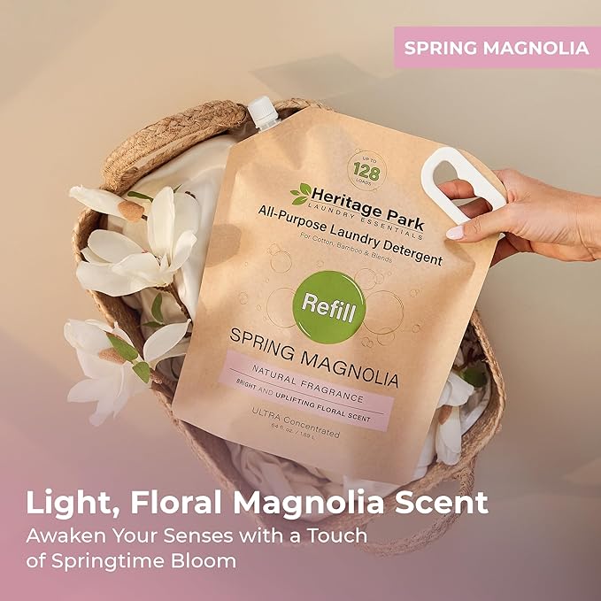 Heritage Park Silk & Wool Spring Magnolia Floral Scent, pH-Neutral Laundry Detergent - Enzyme-Free, Ultra Concentrated (64 fl oz Refill)