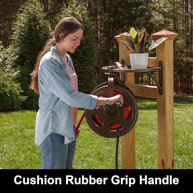 Liberty Garden Navigator Hose Reel, Bronze, with Flip Top