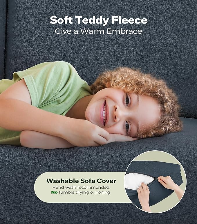 Loveseat Sofa, 51" Love Seat, Comfy Teddy Small Loveseat for Small Spaces, Tool-Free Setup Sofa Couch for Bedroom, All-Wood Couches for Living Room, No Pillow Included, Slate Blue