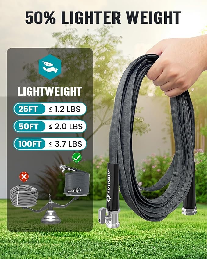 50ft Garden Hose, Ultra Lightweight All-Weather Water Hose, Durable & Flexible, Built-in Valve, Leak-free Connections, TPU Water Hose, Drinking Water Safe