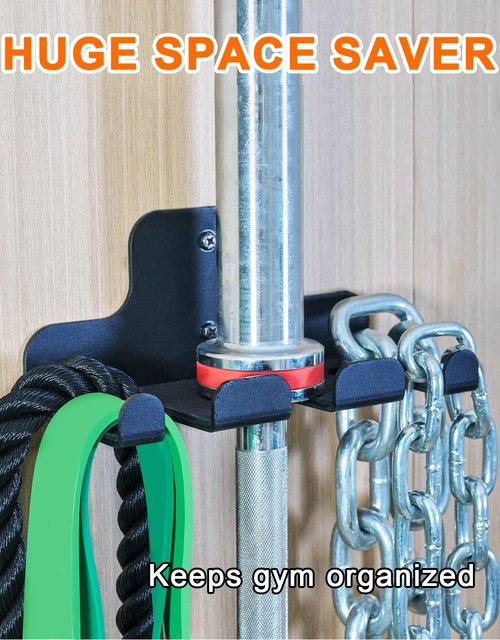 Fitarc Barbell Wall Mounted Barbell Hanger for 33mm Bar，Olympic Barbell Holder,Hanging Barbell Rack for Home Gym,Free Weight Racks,Home & Gym Bar Wall Rack to Saving Space (1 HOOK)