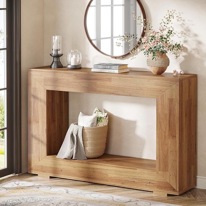 Tribesigns Farmhouse Console Table, 47 Inches Entryway Console Table with Storage, Industrial Hallway Accent Table for Living Room, Entrance