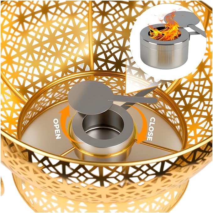 8QT Golden Chafing Dishes for Buffet, Round Stainless Steel Chafing Dish Set for Parties, Christmas Gatherings, Home, Catering Events Complete Buffet Warmer Colder Set (4)