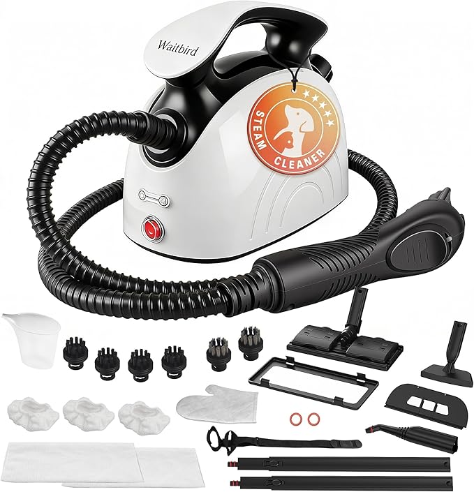 Steam Cleaner, Steam Cleaner For Home, Handheld Steamer For Cleaning With 21 Accessories, 248 °F High Temperature, Suitable for Grout, Floor. Sofas, Upholstery, White