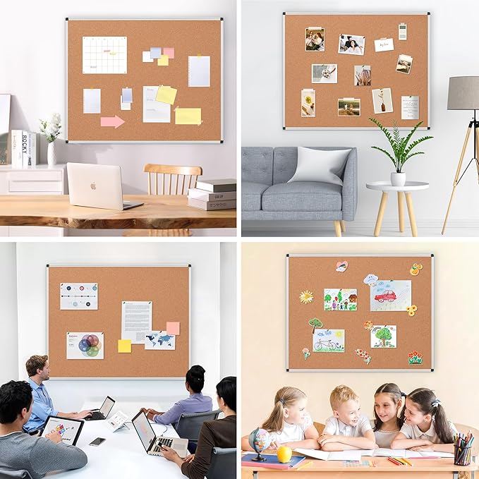 Extra Large Cork Bulletin Board 48" X 48", Wall Mounted Notice Pin Board