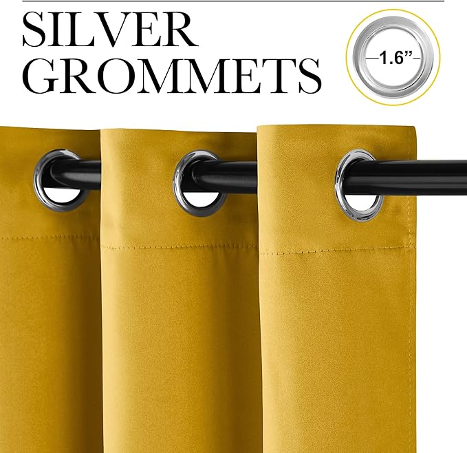NICETOWN Gold Blackout Cafe Faux Silk Curtains