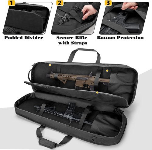 GOBUROS Tactical Rifle Bag - Padded Soft Case for 36” Rifles with 3 Magazine Holders & Molle System