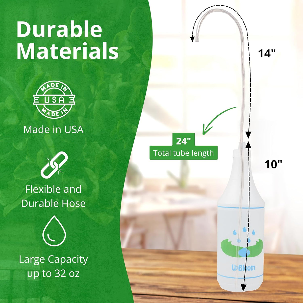 UpBloom - 32 Oz Squeeze Bottle for Hanging Plants, Squirt Bottle/Water Container for Outdoor/Indoor Hanging Plant Made in The USA (Great Alternative for Outdoor/Indoor Watering Can)