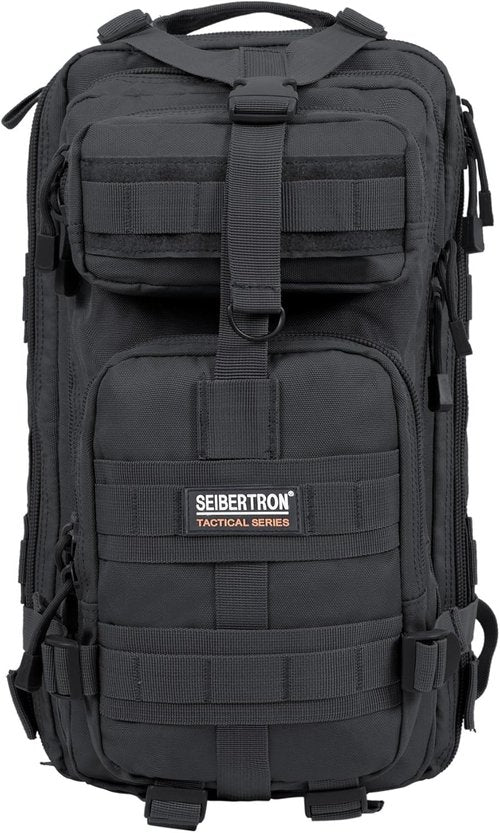 Falcon 27L Water-Repellent Hiking Backpack - Compact Camping Pack (Black)