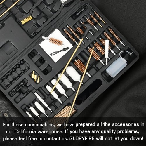 GLORYFIRE Universal Gun Cleaning Kit - Elite Brass Rods & Brushes for Pistol, Handgun, Shotgun