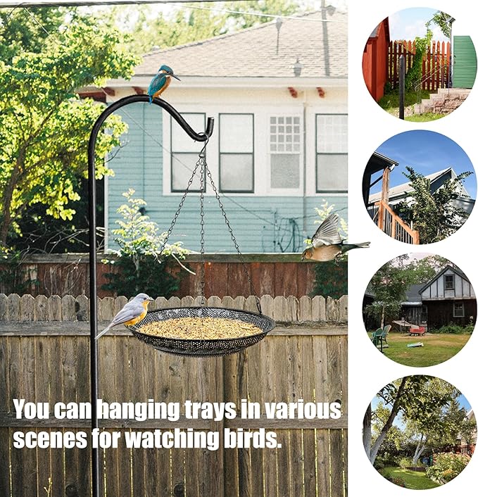 CQAIRIOU Premium Hanging Bird Feeder Tray,Size 11.8” Large Platform Bird Feeder Stainless Steel Mesh Tray,Wild Bird Feeder for Outside Hanging Seed Platform