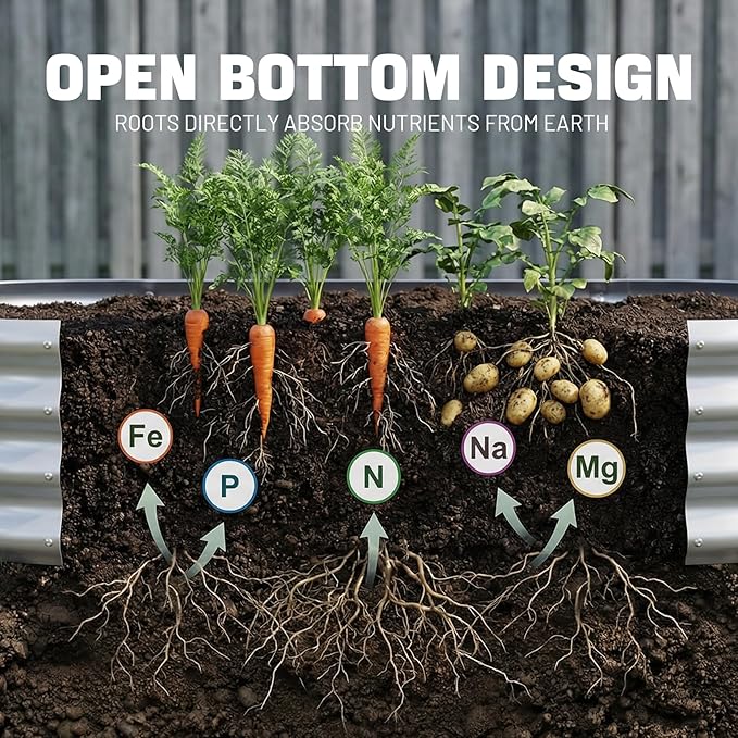 AHEONLAR 3 Pack 6×3×1ft Galvanized Raised Garden Bed, Oval Durable Planter Boxes Outdoor for Vegetables, Fruits, Flowers and Plants, Quick Assembly, Grey