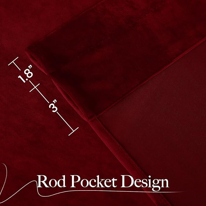 NICETOWN Christmas Red Velvet Curtains and Drapes 102 inches Long, Extra Long