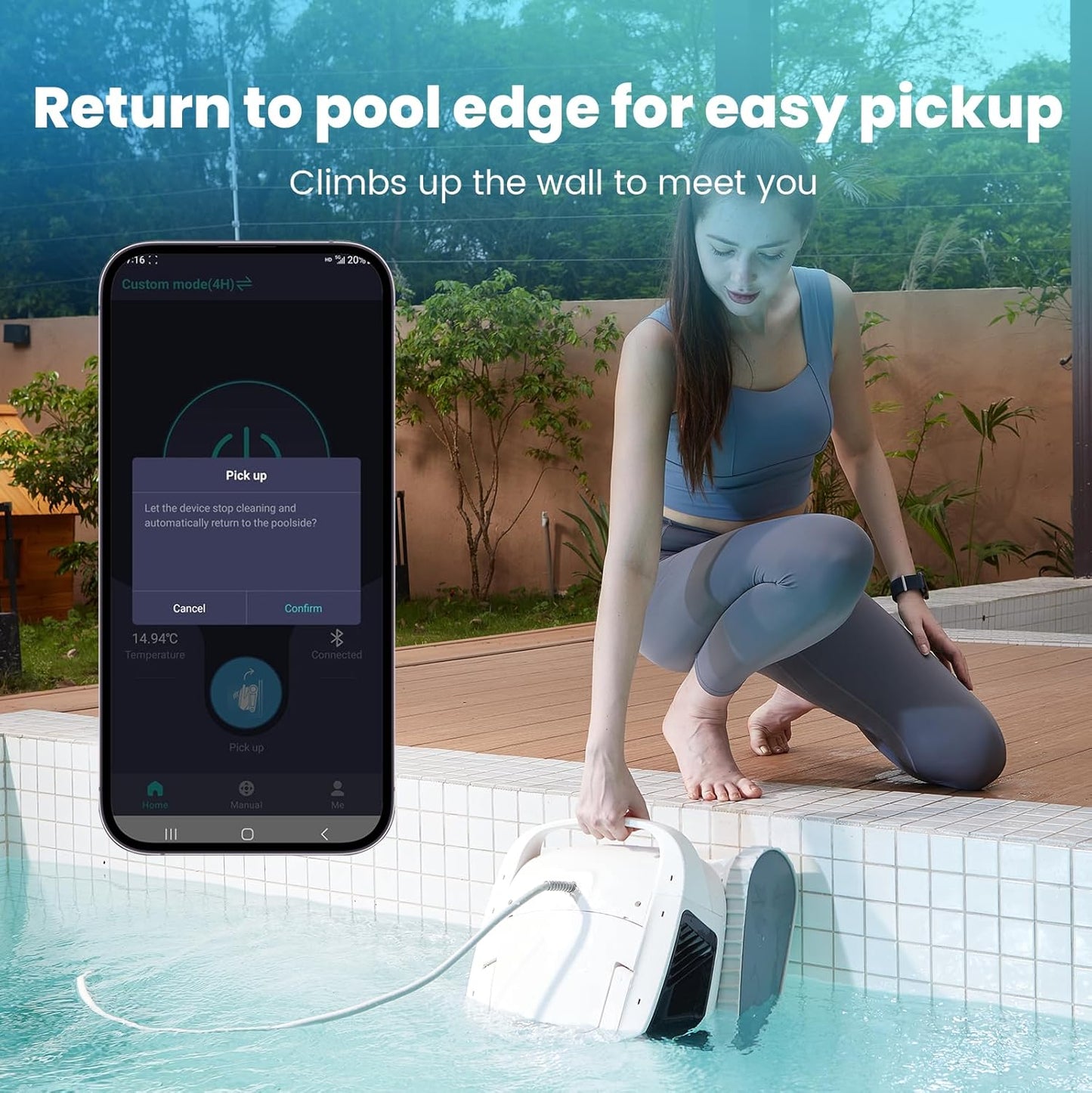 Poolmate Hydro 4 Corded Robotic Pool Cleaner, Pool Vacuum for Inground Aboveground Pools, 4.1L Filter Basket, Floor Wall Waterline Cleaning, Pool Cleaner Robot Ideal for Pools up to 50 FT in Length