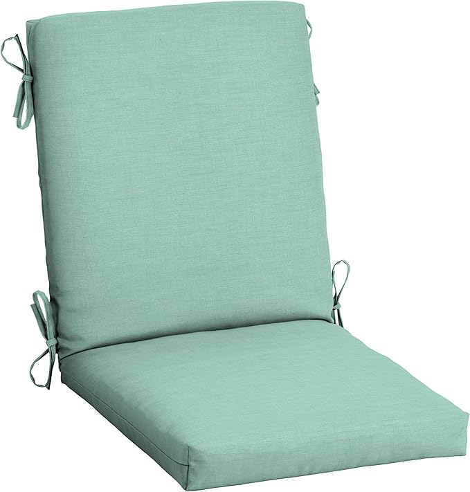 Arden Outdoor Patio Dining Chair Cushion, 20x44, Rain-Proof Seat Pad, Fade-Resistant Outdoor Cushion Aqua Leala