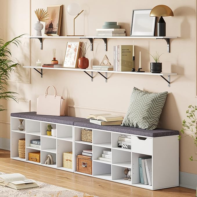 DINZI LVJ Long Wall Shelves, 55.1Inch Wall Mounted Shelves Set of 2, Extra