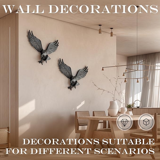 Linton Arts Metal Eagle Wall Decor – Cast Iron Patriotic Decoration Wall Art for Outdoor & Indoor, American Eagle Wall Hanging for Home, Garden, Patio, Door,Garage Decoration