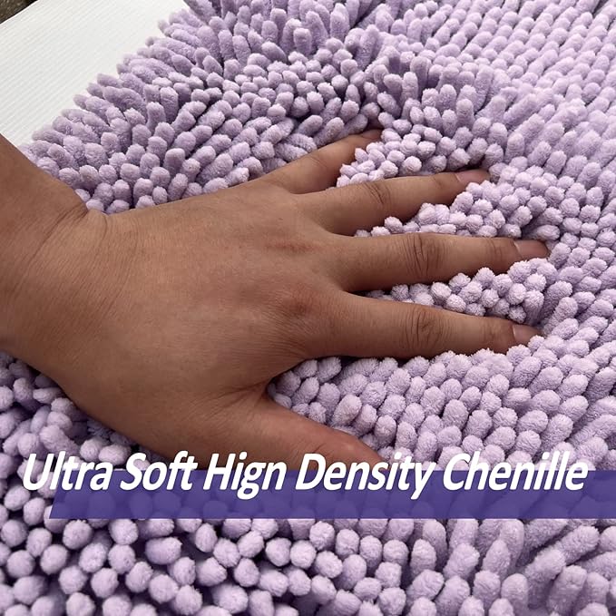 RUN HELIX Chenille Bathroom RugsSet 3 Piece Bath Mats for Bathroom Non-Slip Luxury Bathroom Runner Rug Extra Soft and Absorbent Shaggy Rugs Washable Dry Plush
