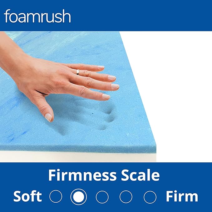 FoamRush 3-Inch Bunk (48" x 80") Gel Memory Foam RV Mattress Replacement with Cotton Cover, Medium Firm, Comfort, Pressure Relief Support, Made in USA, Travel Camper Trailer Truck