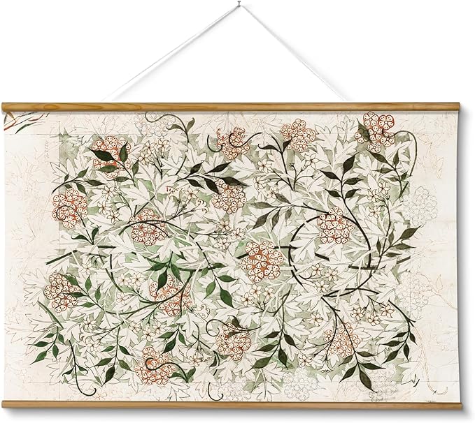 VIYYIEA Extra Large Size Canvas Wall Art, 36x54 Inch Vintage Botanical Hanging Scroll Painting with Wildflower Pattern, Rustic Floral Wall Decor for Living Room, Bedroom, or Entryway