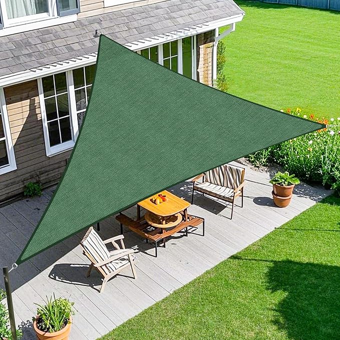 Amagenix Sun Shade Sail 6X7X9.2 Curved Edge Outdoor Shade Canopy Dark Green Breathable 95% UV Block Shade Cloth for Patio Garden Backyard (We Make Custom Size)