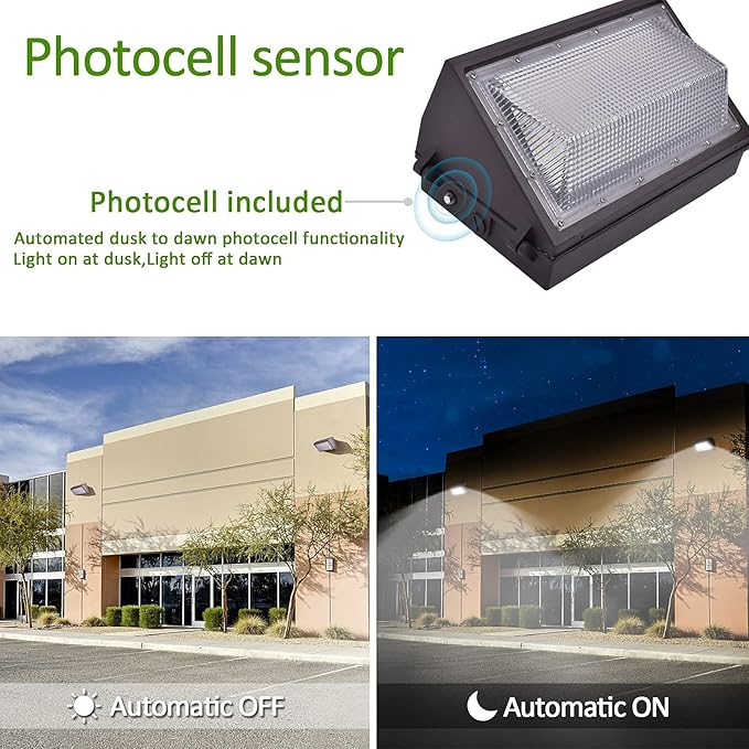 LED Wall Pack Light with Dusk to Dawn Photocell, 100W 13000LM 5000K Daylight