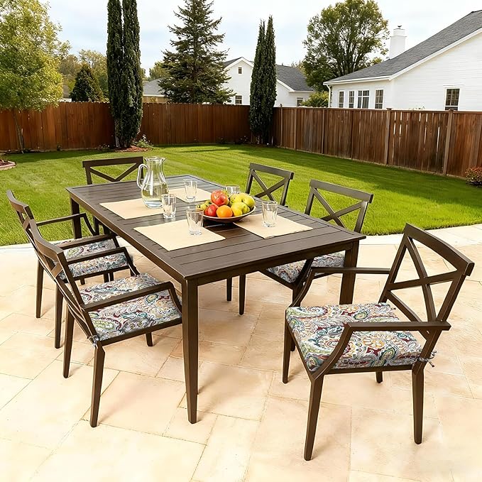 LVTXIII Outdoor Seat Cushions Seasonal Replacement Chair Cushions, Patio Chair Pads with Ties for Dining Chairs and Garden Furniture, Square Back, 19"x19"x2", 4 Pack, Paisley Chilli