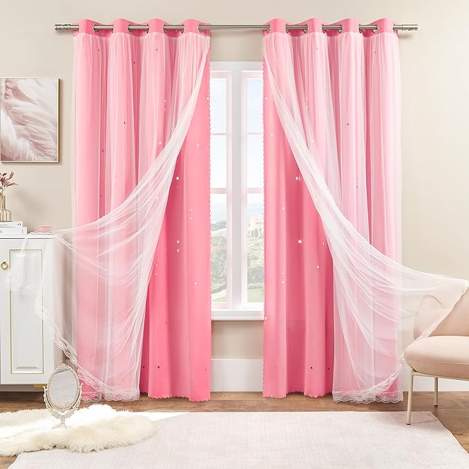 XiDi Curtains for Bedroom Decor Pink52/72/1