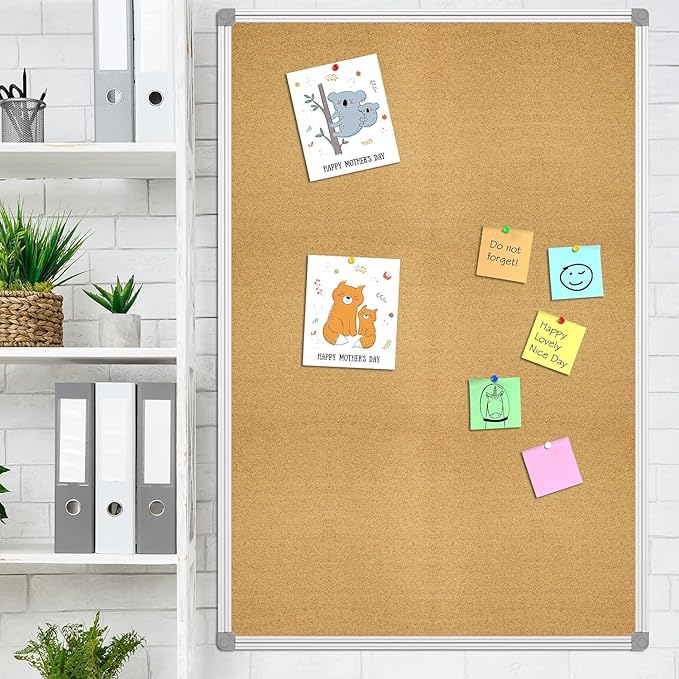 Lockways Large Cork Board Bulletin Board, Bulletin CorkBoard 72 x 36 Inch