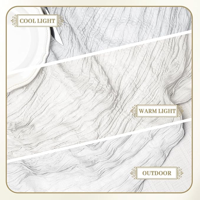 Le courant 6pcs 10Ft Cheesecloth Table Runner, Rustic Boho Gauze Cheese Cloth Runner Table Runner for Weddings Bridal Baby Shower Birthday Holiday Parties Home Decor, Lvory
