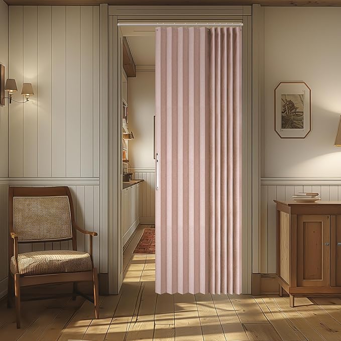 AJAZZ 100% Blackout Accordion Doors Interior Magnetic Door Curtain Pleated Door