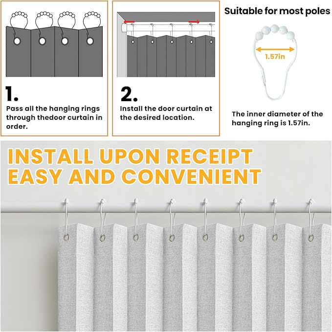AJAZZ 100% Blackout Magnetic Door Curtain Accordion Doors Interior Closet Door