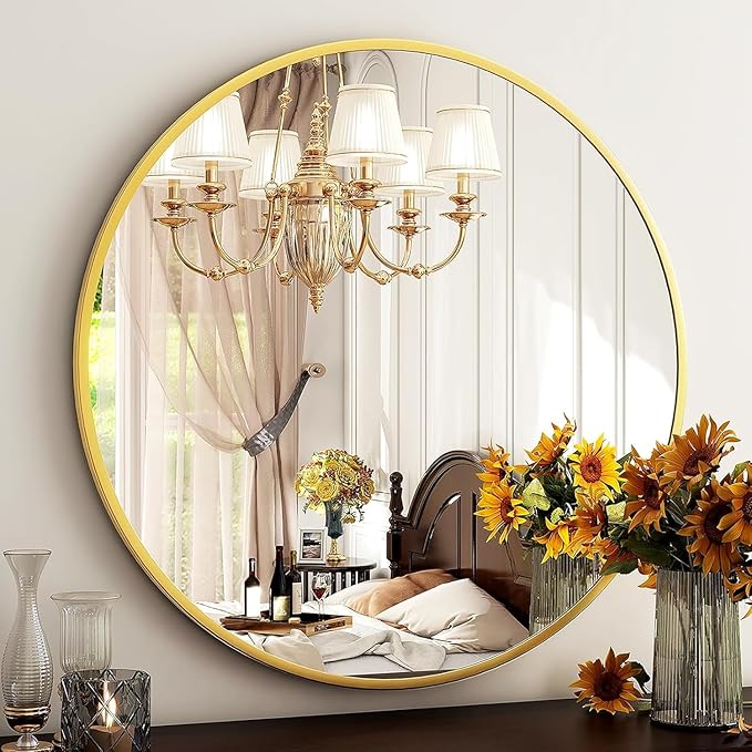 HARRITPURE Round Mirror 36 Gold Wall Mounted Circle Mirrors Vanity Mirror