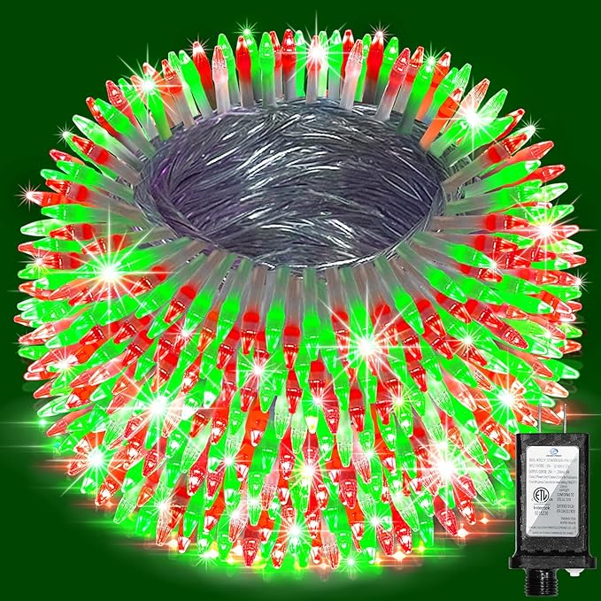 1500 LED Chrstmas Lights, 470ft Outdoor Christmas String Lights with 12 Modes, Red & Green LED String Lights with Timer Dimmable Waterproof for Tree Fence Garden Xmas Wedding Party Decor Red & Green