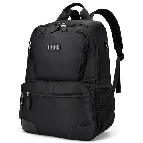 ELLE Voyage 20L Twill and Vegan Leather Backpack | Black