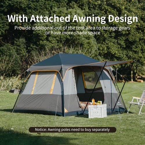 Naturehike Cape 4/6/8 Person Camping Tent, 60S Easy Setup Instant Tent Pop up Tent, Waterproof Large Tall 6/8 Person Tents for Camping, Car Camping
