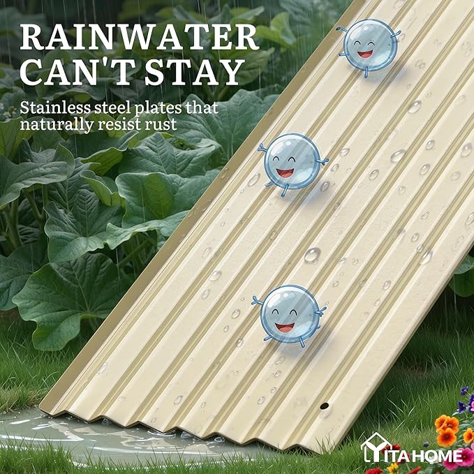 YITAHOME 8x2x2ft Large Raised Garden Bed Kit, 24" Tall 9 in 1 Galvanized Metal Planter Box with Gloves and Safety Rubber, Outdoor Above Ground Planters for Plants Vegetables Flowers, Cream Yellow
